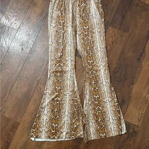 Stylish Snake Print Flare Pants